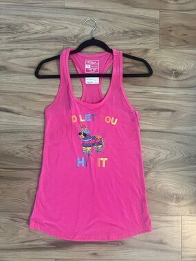 Bright Pink Hit It Graphic Tank with Colorful Piñata